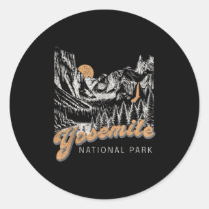 Sticker Rond Le Parc National Rétro Yosemite Usa Vintage Womens