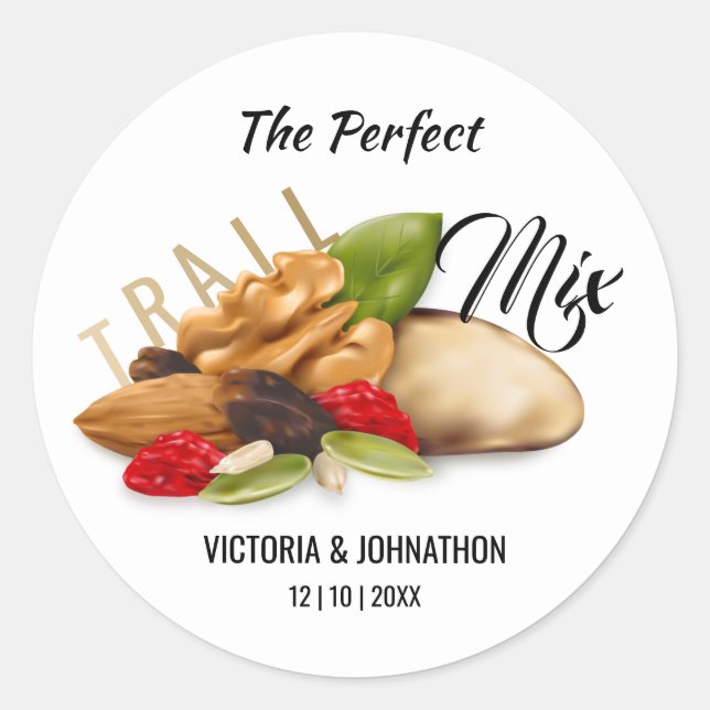 Sticker Rond Le Parfait Mélange Merci Fruit Nut Trail Mariage (Devant)