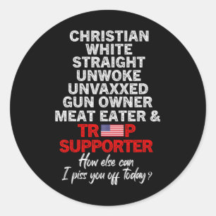 Sticker Rond Le partisan de Trump Christian White Stright Unwok