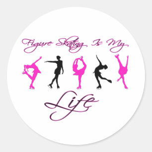 Sticker Rond Le patinage artistique est ma vie - ROSE & NOIR