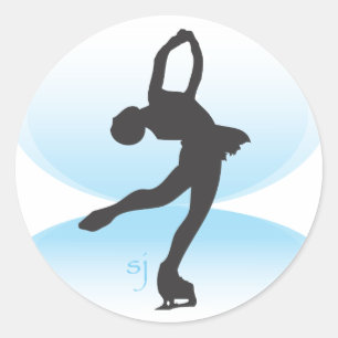 Sticker Rond Le patineur artistique se remettent l'autocollant