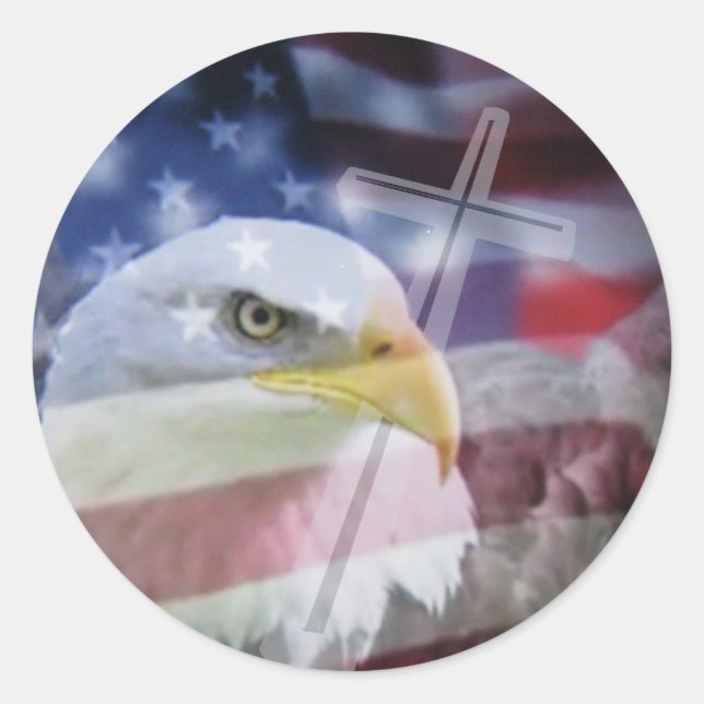 Sticker Rond Le patriote chrétien. (Devant)