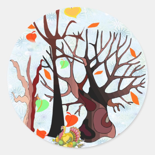 Sticker Rond Le pays des merveilles de l'automne (Devant)