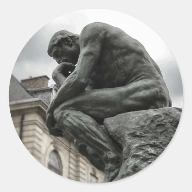 Sticker Rond Le penseur Rodin Paris Sculpture (Devant)