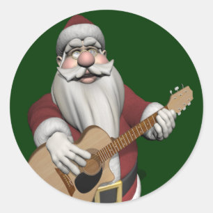 Sticker Rond Le Père Noël Musical Jouant Des Chansons De Noël