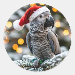 Sticker Rond Le petit aide africain gris de Santa