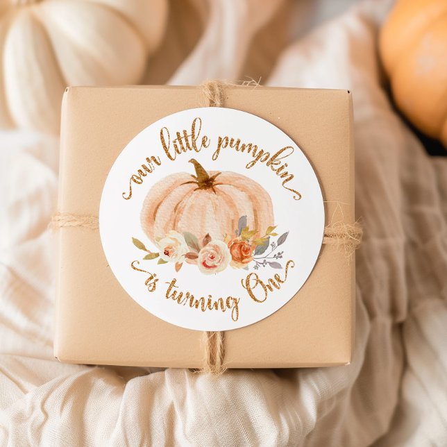 Sticker Rond Le petit citrouille d'automne fête un anniversaire (Créateur téléchargé)