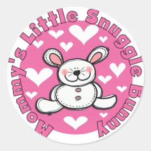 Sticker Rond Le petit lapin de la petite poupée de maman