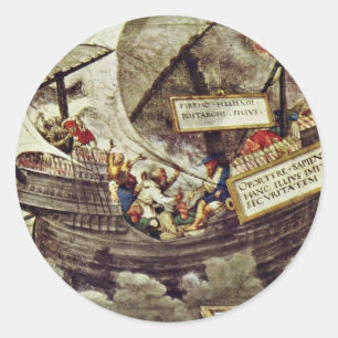Sticker Rond Le philosophe Pyrrho dans les mers orageuses par