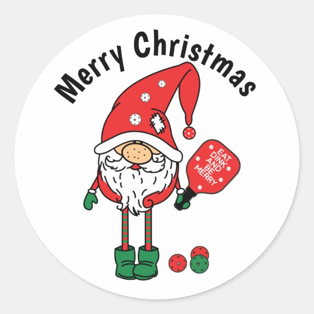 Sticker Rond Le pickball de Noël (Devant)