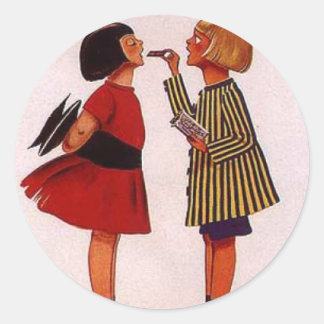 Sticker Rond Le plaisir d'une petite fille