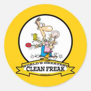 STICKER ROND LE PLUS GRAND CARTOON D'HOMMES FRAIS ET PROPRES