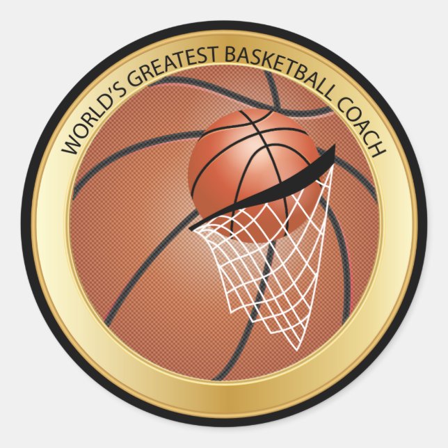 Sticker Rond Le plus grand entraîneur de basket-ball du monde (Devant)