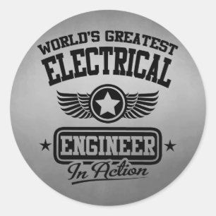 Sticker Rond Le plus grand ingénieur électrique du monde en act