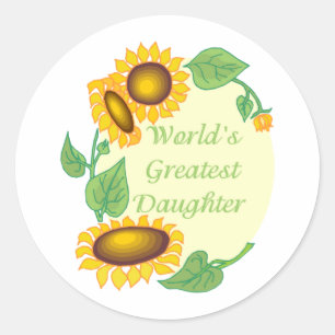 Sticker Rond Le plus grand tournesol de pays de filles du monde