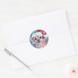 Sticker Rond Le plus mignon chien de Noël jamais vu !