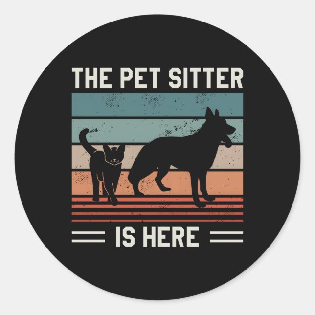 Sticker Rond Le Poète Sitter Est Ici Animaux Assis (Devant)