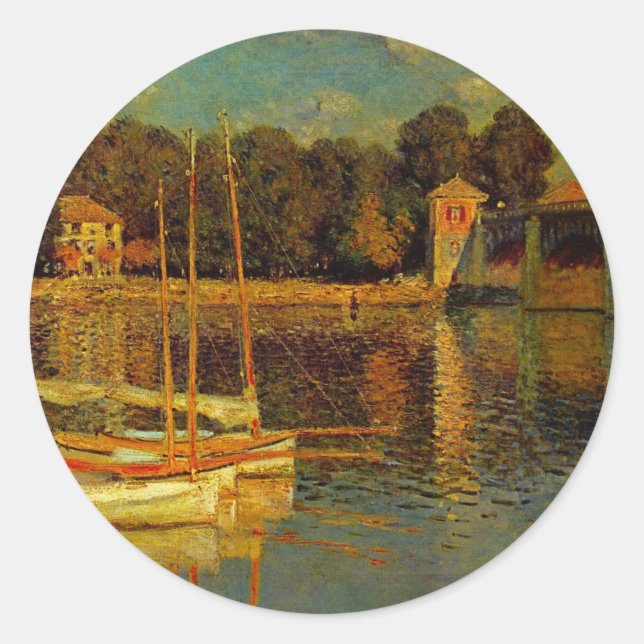 Sticker Rond Le pont d'Argenteuil par Claude Monet (Devant)