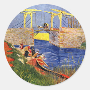 Sticker Rond Le pont Langlois à Arles par Vincent van Gogh