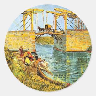 Sticker Rond Le pont Langlois à Arles par Vincent van Gogh