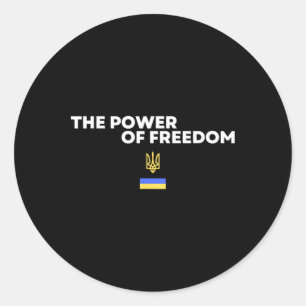 Sticker Rond Le pouvoir du symbole du drapeau ukrainien trident