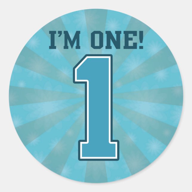 Sticker Rond Le premier garçon d'anniversaire, j'ai un ans, le (Devant)