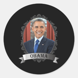 Sticker Rond Le président Barak Obama Portrait_1
