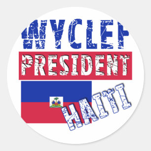Sticker Rond Le Président de WYCLEF Haïti Tshirts, grenades, 