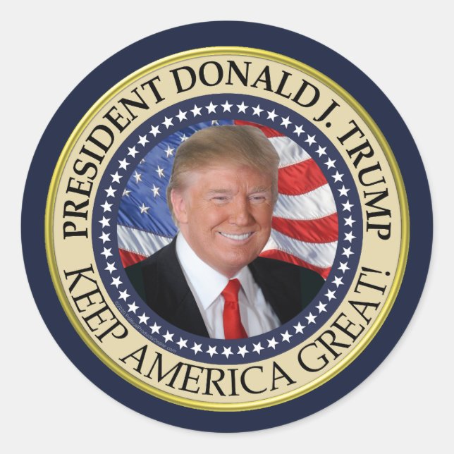 Sticker Rond Le président Donald Trump 2020 garde l'Amérique gr (Devant)