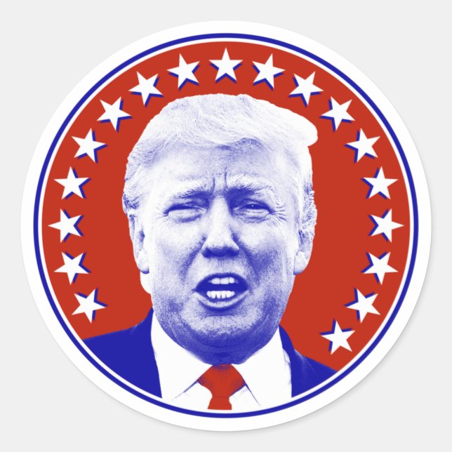 Sticker Rond Le président Donald Trump en rouge (Devant)
