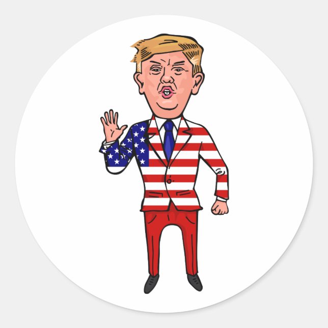 Sticker Rond Le président patriotique Donald Trump Drôle Drôle  (Devant)
