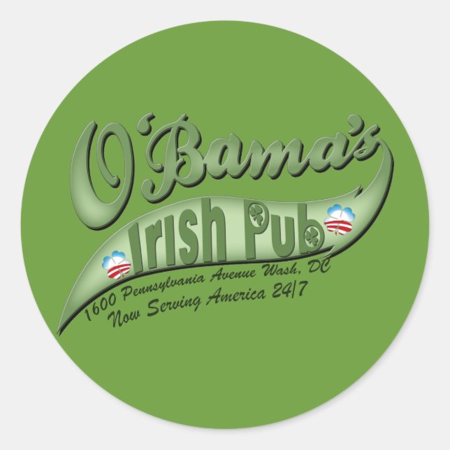 Sticker Rond Le pub irlandais d'O'bama (Devant)
