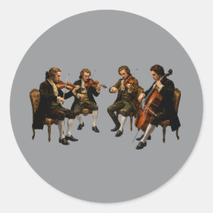 Sticker Rond Le Quatuor à Cordes Classique - Peinture à l'Huile