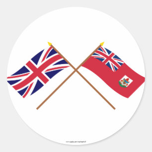 Sticker Rond Le R-U et les drapeaux croisés par Bermudes