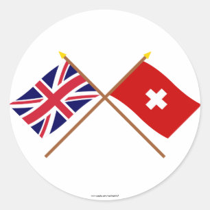 Sticker Rond Le R-U et les drapeaux croisés par Suisse