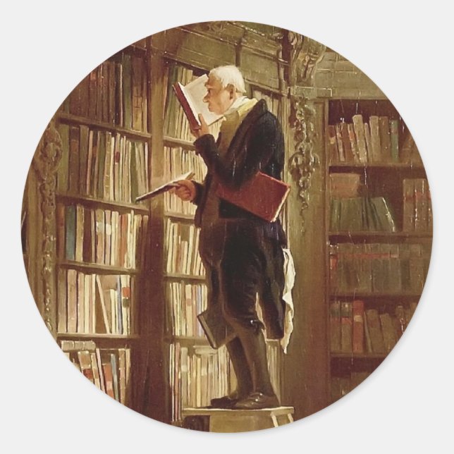 Sticker Rond Le rat de bibliothèque (Devant)