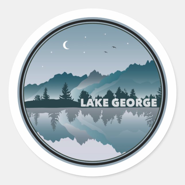 Sticker Rond Le reflet du lac George New York (Devant)