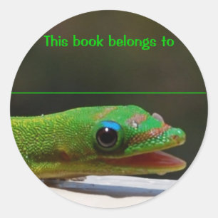 Sticker Rond Le reptile de lecture ce livre appartient à