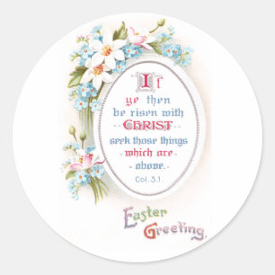 Sticker Rond Le ressort fleurit Pâques vintage religieuse