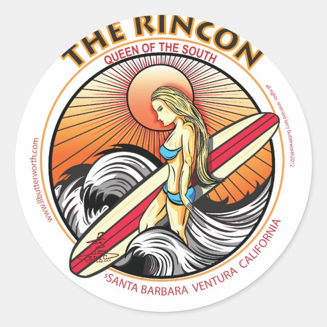 STICKER ROND LE RINCON CALIFORNIA SURF (Devant)