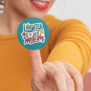 Sticker Rond Le Rire Est Le Meilleur Oreiller À Jeu De Médecine