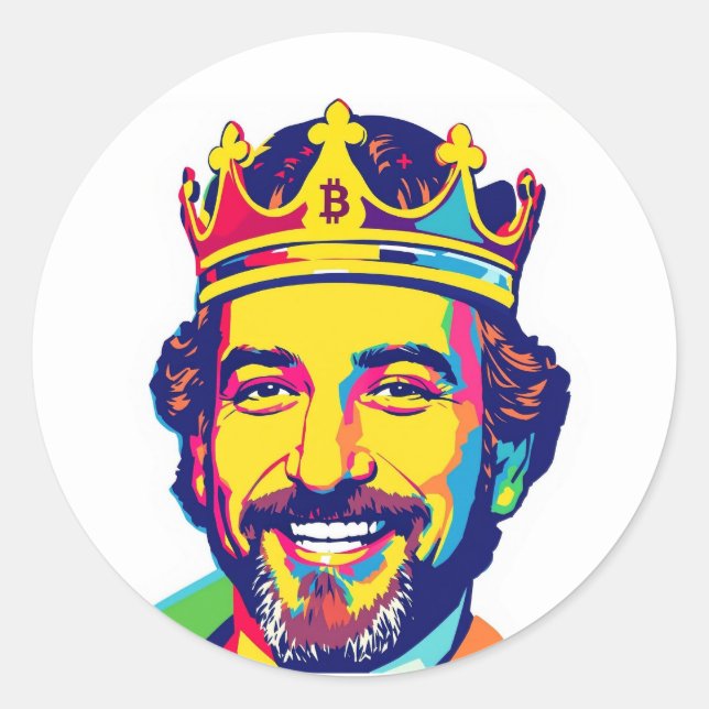 Sticker Rond Le Roi du Bitcoin (Devant)