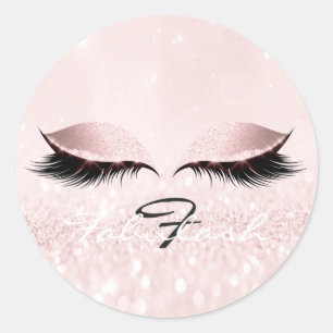 Sticker Rond Le rose blanc de parties scintillantes de nom de