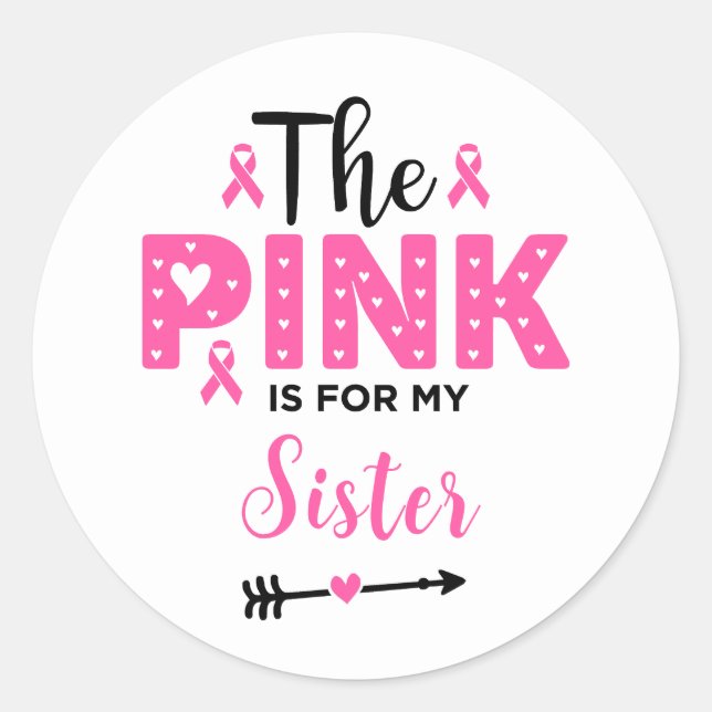 Sticker Rond Le rose est pour ma soeur la sensibilisation au ca (Devant)