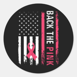 Sticker Rond Le ruban rose American Drapeau Prix du cancer du s