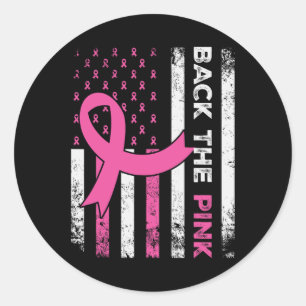 Sticker Rond Le ruban rose American Drapeau Prix du cancer du s