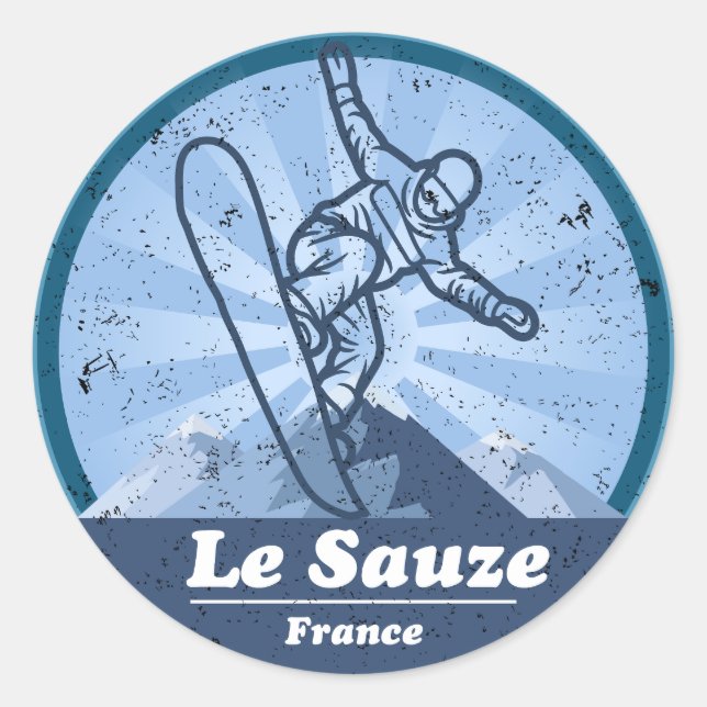Sticker Rond Le Sauze Station de ski - Snowboard (Devant)
