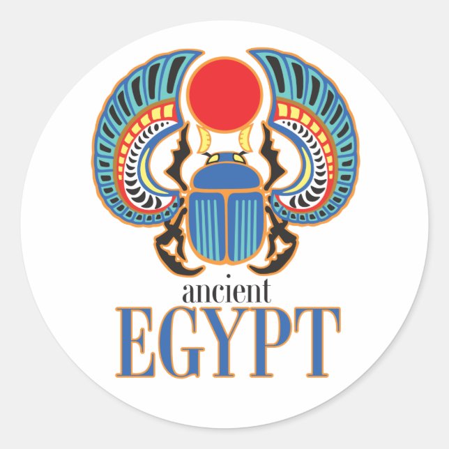 Sticker Rond Le scarabée égyptien. Égypte ancienne (Devant)