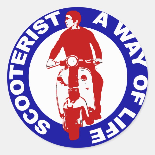 Sticker Rond Le Scooteriste Mod Une Vie (Devant)