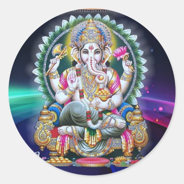 STICKER ROND LE SEIGNEUR GANESH HINDU DIEU (Devant)